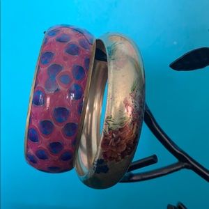 Peacock and Floral Bangles - 2 piece set